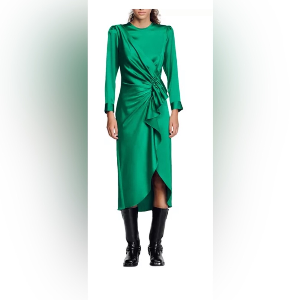 Sandro- Elegant Ivory Satin Dress